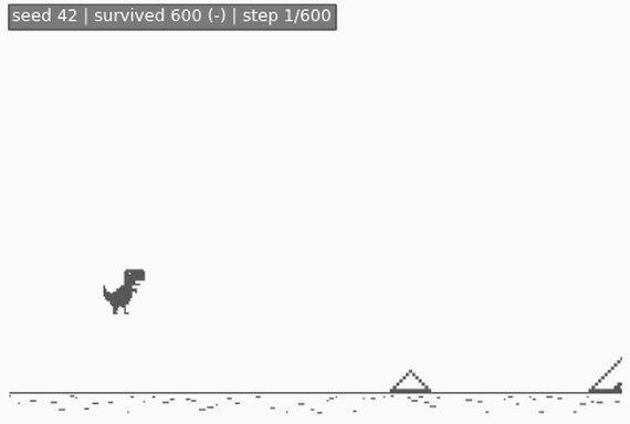 The trained actor jumping and ducking in the real Tiny Dino environment